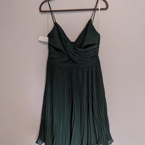Wrapped Pleated Dress Light Georgette Forest Green